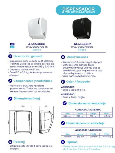 DISPENSADOR DE PAPEL AUTOCORTE